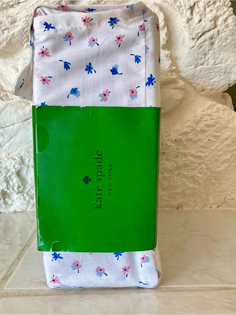 NEW Kate Spade Queen Size Sheets, White with Pink and Blue Floral Pattern